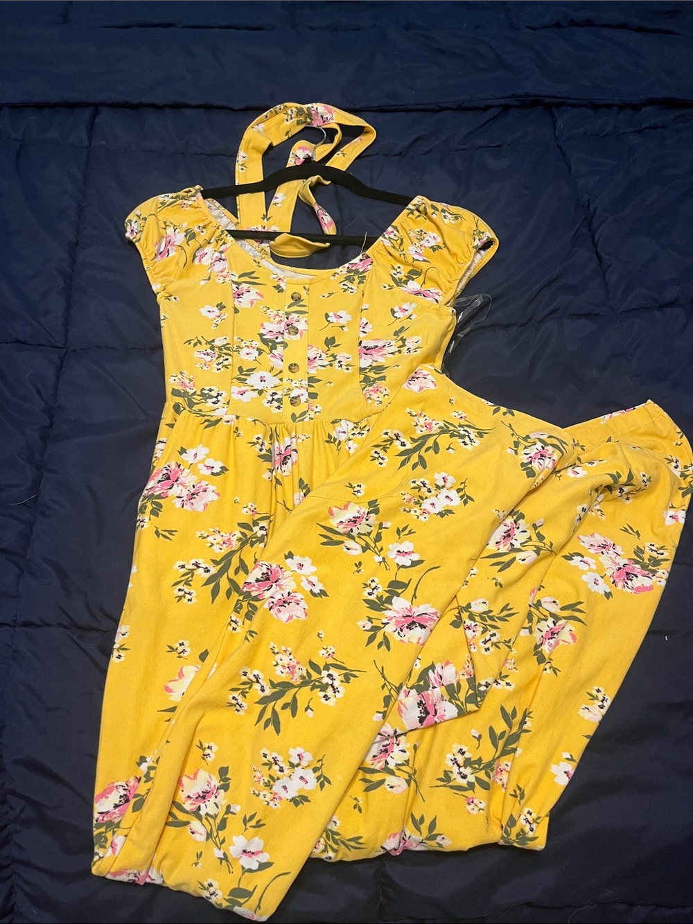 No Boundaries Yellow Floral Jumpsuit